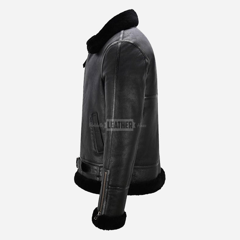 WESTLEIGH B3 Sheepskin Aviator Jacket in Black