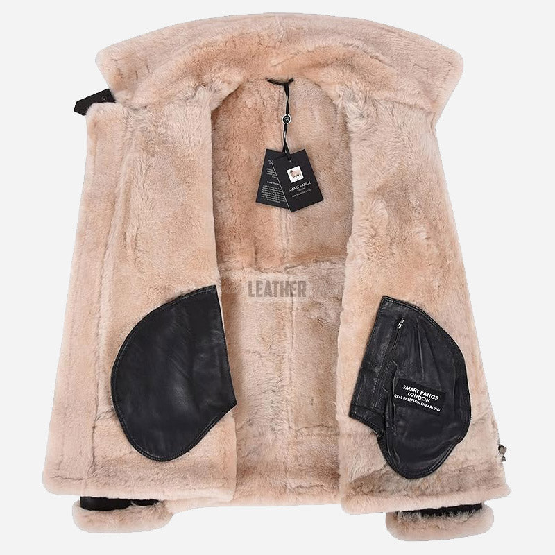WESTLEIGH B3 Sheepskin Aviator Jacket Brown & Beige