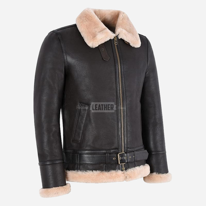 WESTLEIGH B3 Sheepskin Aviator Jacket Brown & Beige