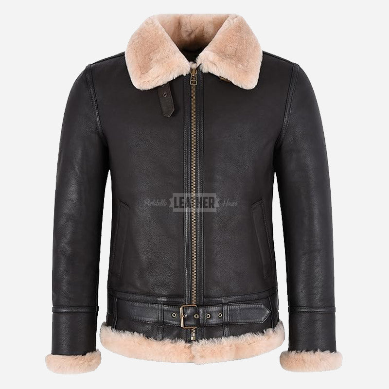 WESTLEIGH B3 Sheepskin Aviator Jacket Brown & Beige