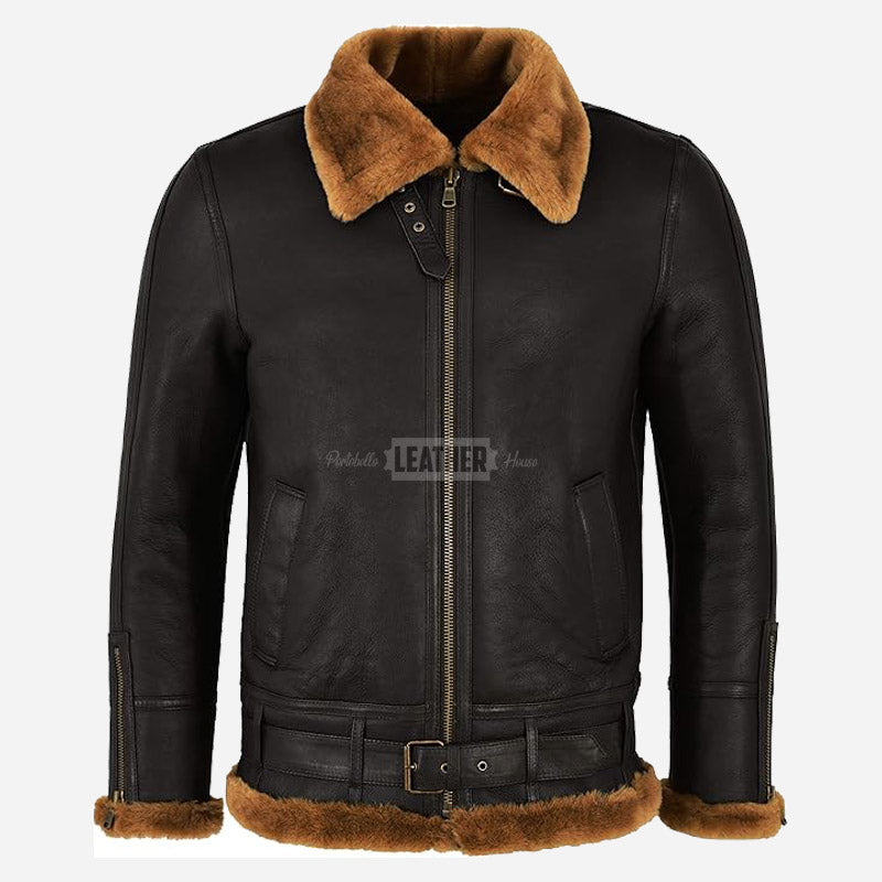 WESTLEIGH B3 Sheepskin Aviator Jacket Brown & Ginger