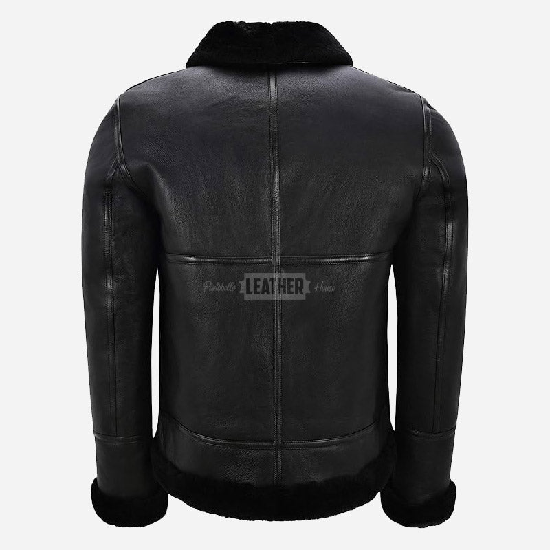 WESTLEIGH B3 Sheepskin Aviator Jacket in Black