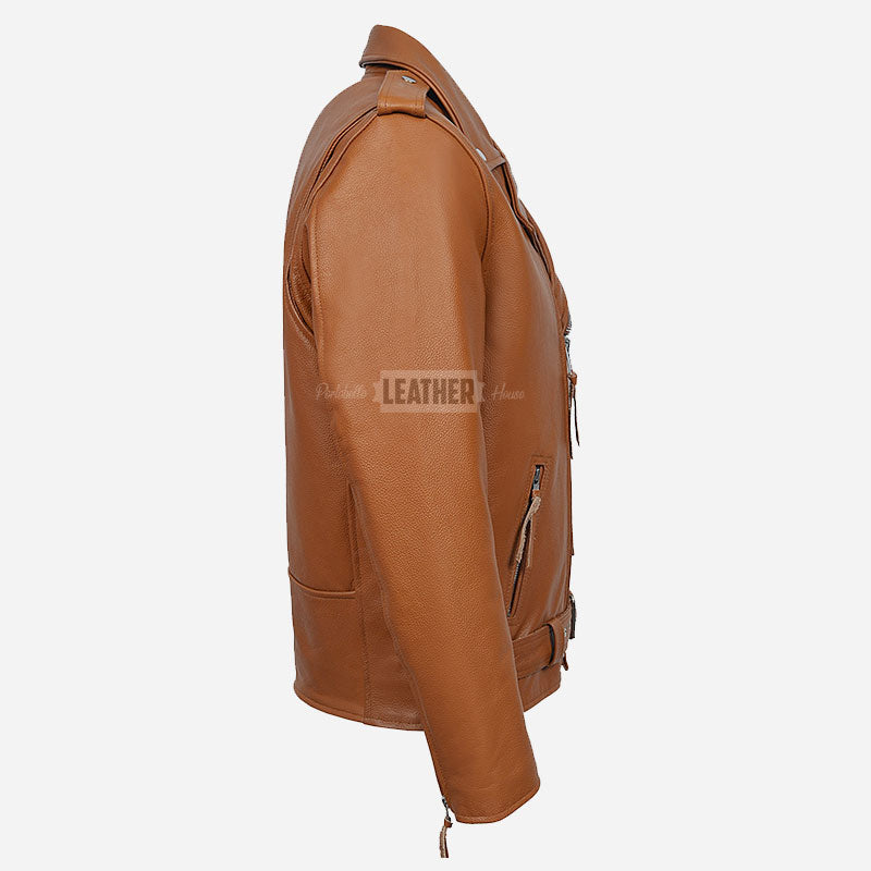 GRUZE Men’s Classic Leather Biker Jacket