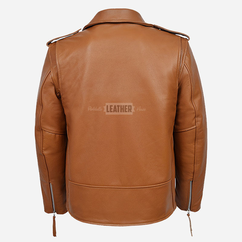 GRUZE Men’s Classic Leather Biker Jacket