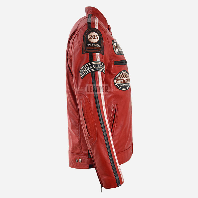 ASTRYX SIZMA Men's Leather Racer Jacket