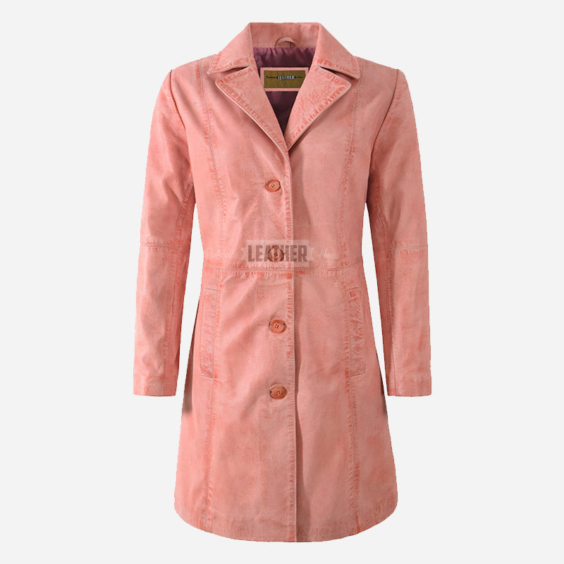VIONNA Women's 3/4 Length Leather Coat