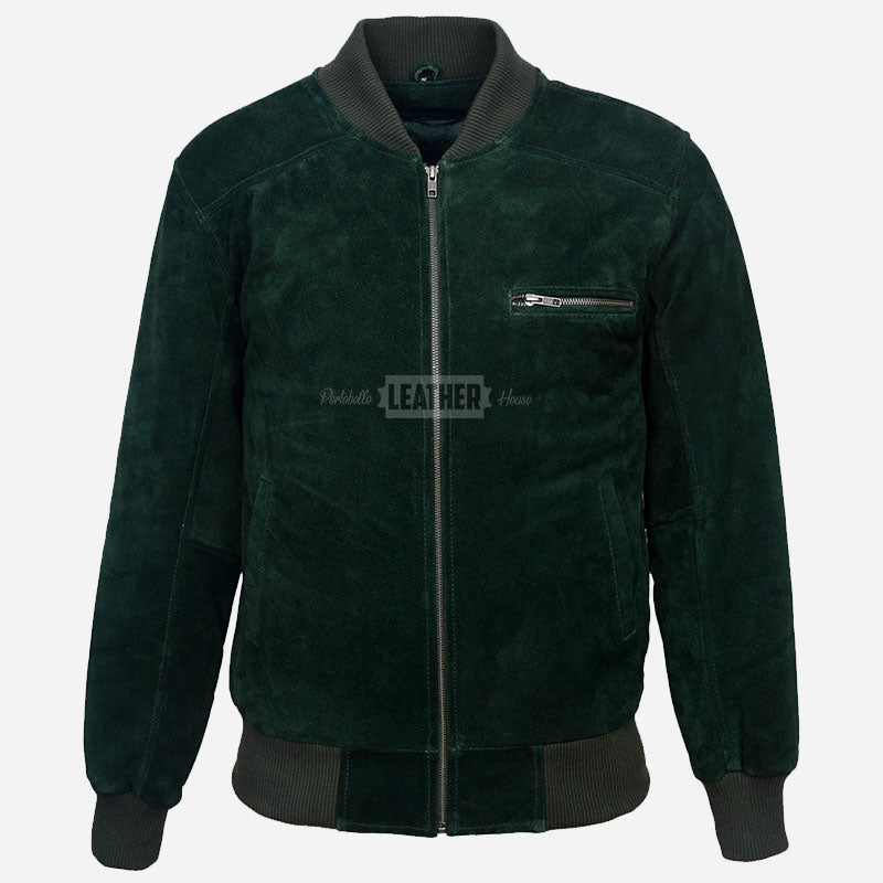 PRESCOTT Men's Suede Flight Bomber Jacket