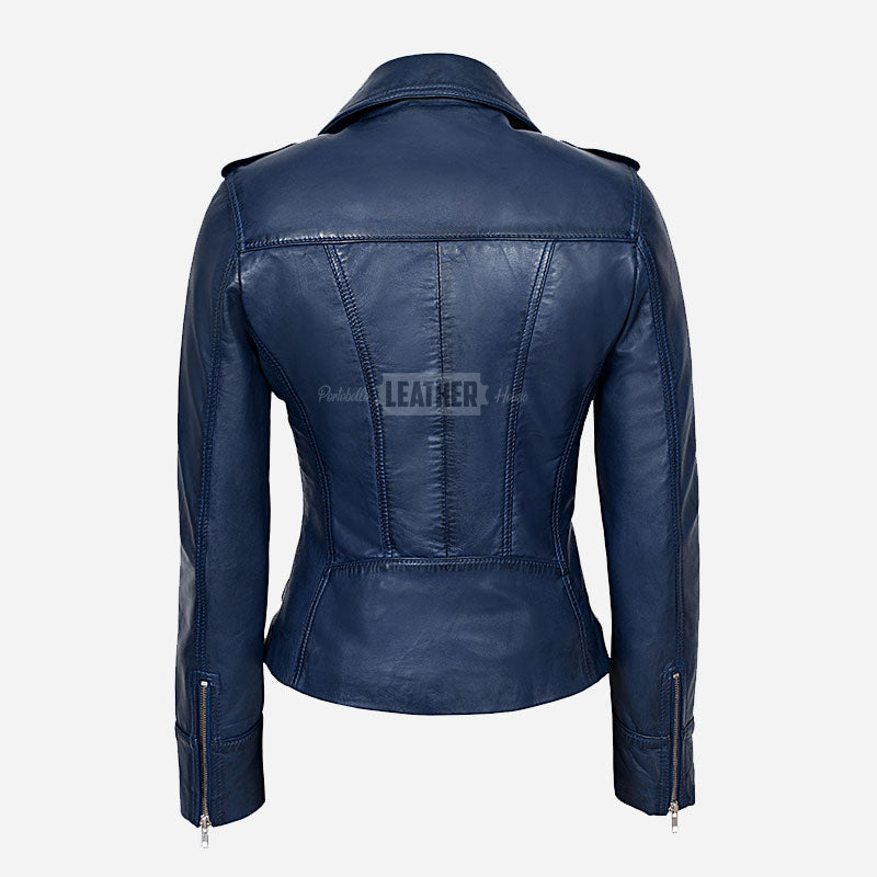 OXVA Centre Zip Leather Biker Jacket