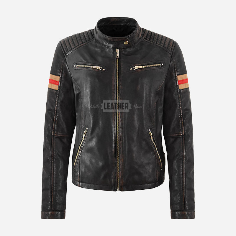ZARIEL Vintage Leather Racer Jacket