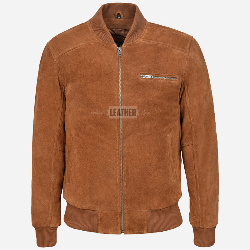 PRESCOTT Men's Suede Flight Bomber Jacket