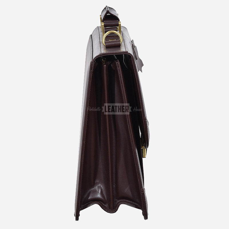 Brown Leather Office Bag Messenger Laptop Briefcase