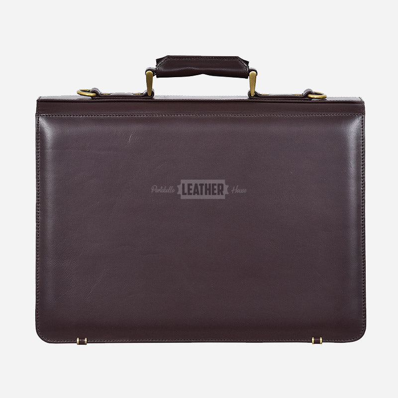 Brown Leather Office Bag Messenger Laptop Briefcase