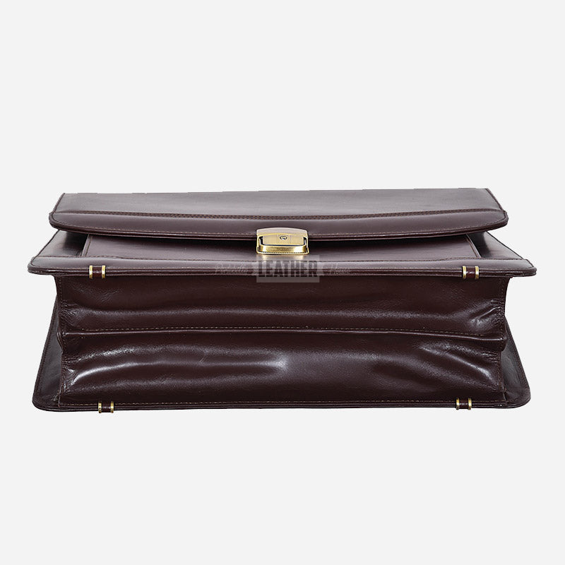 Brown Leather Office Bag Messenger Laptop Briefcase