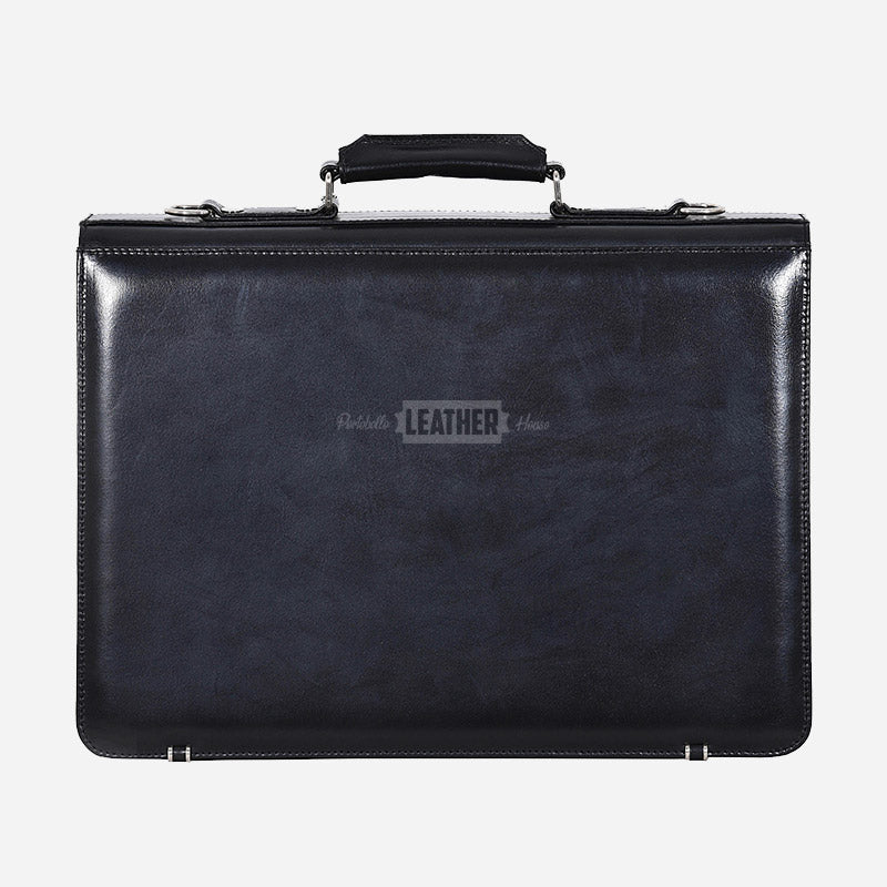 Black Leather Office Bag Messenger Laptop Briefcase