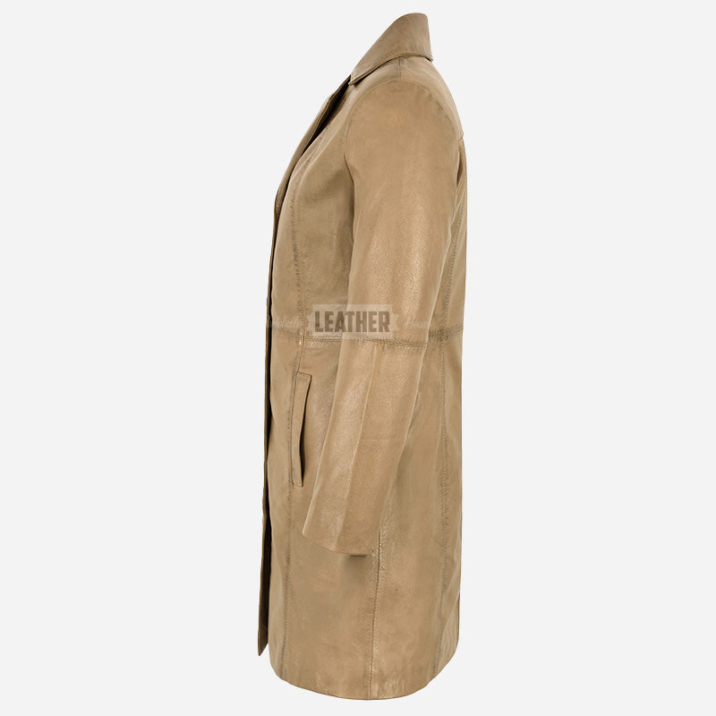 VIONNA Women's 3/4 Length Leather Coat