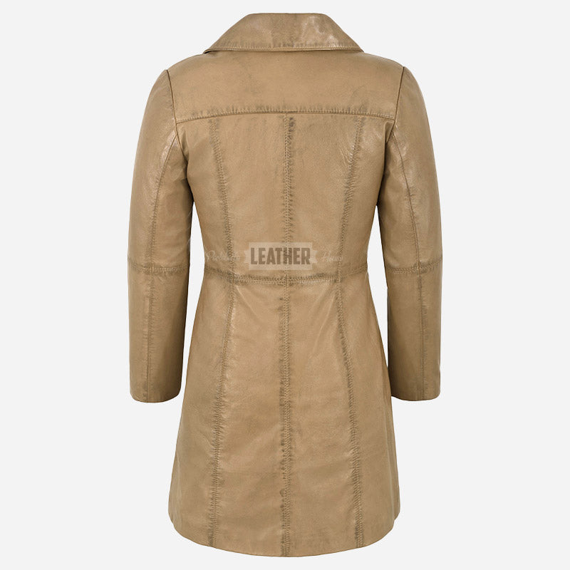 VIONNA Women's 3/4 Length Leather Coat