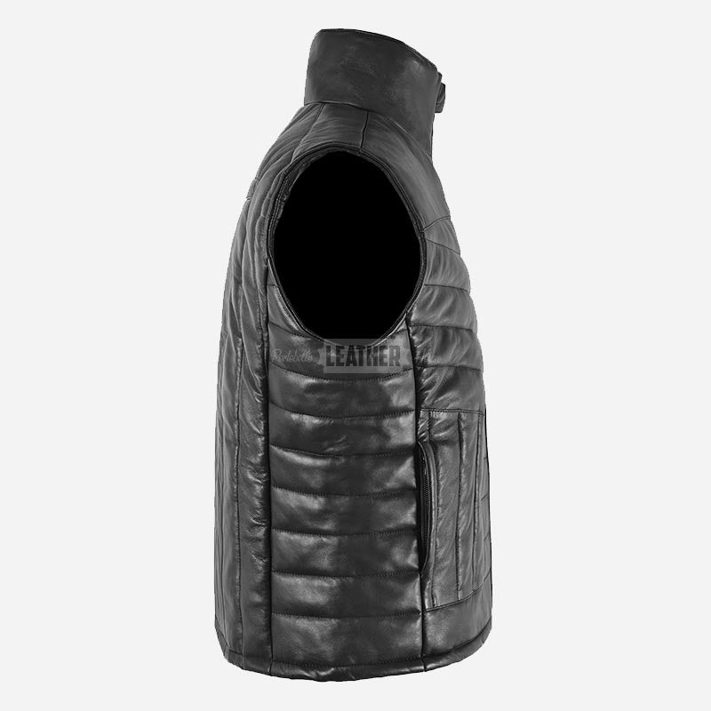 BLAZOR Men's Puffer Quilted Leather Gilet