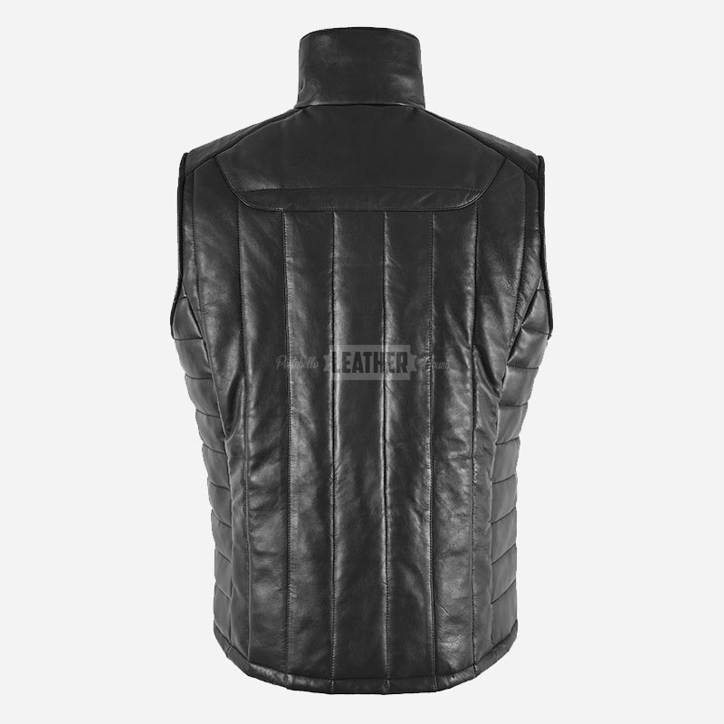 BLAZOR Men's Puffer Quilted Leather Gilet