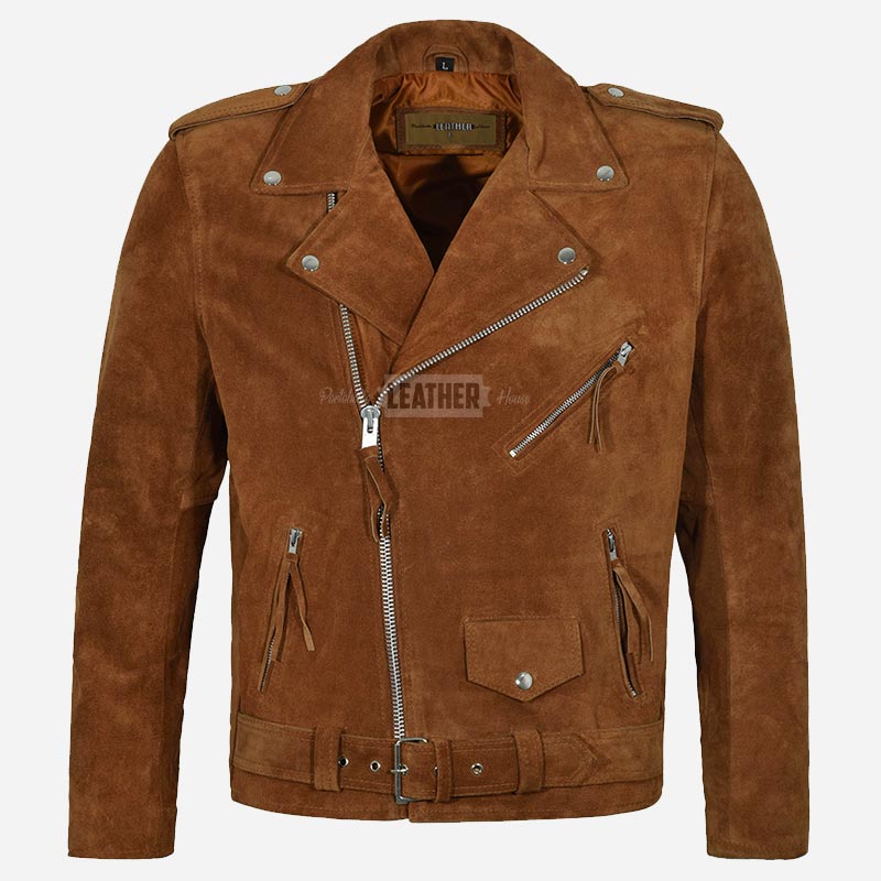 DAVIES Men’s Suede Biker Jacket