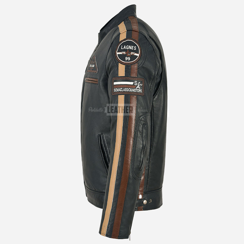 ASTRYX SIZMA Men's Leather Racer Jacket