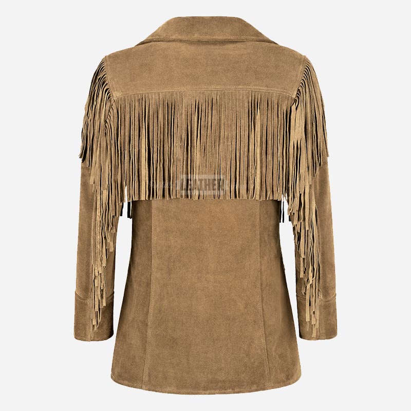 EVOKE Women's Suede Fringe Jacket