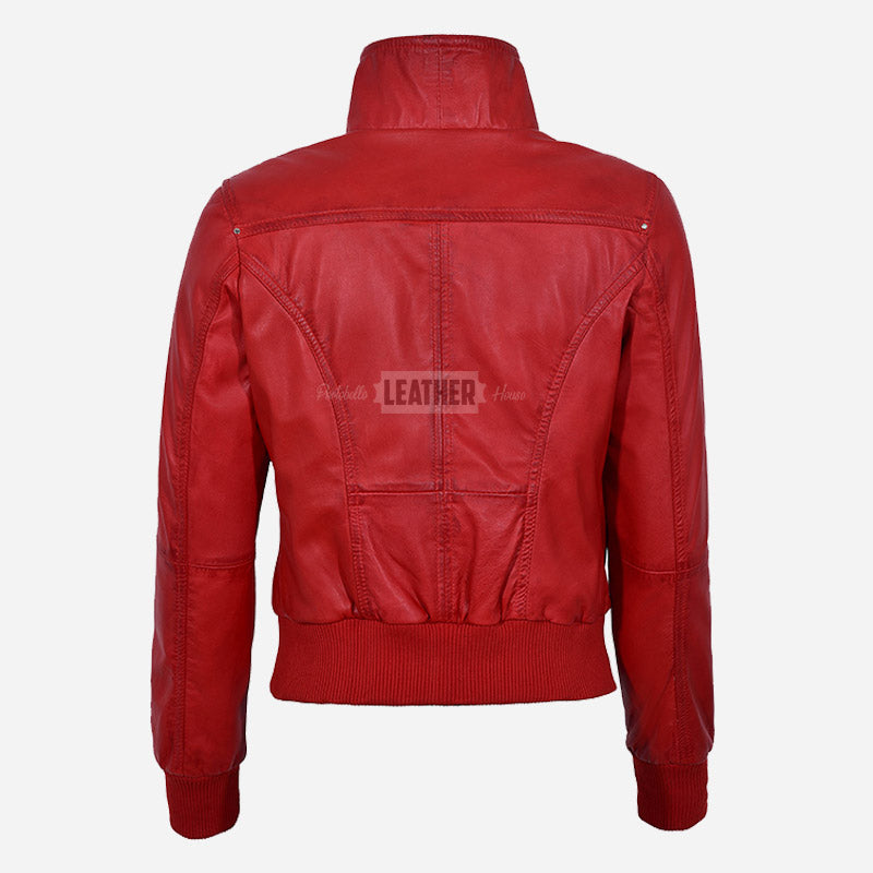 AIVIE Women's Leather Bomber Jacket
