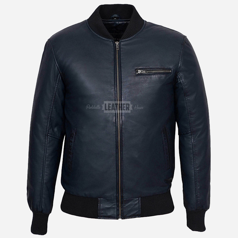 HOUSTON Men's MA-1 Leather Bomber Flight Jacket