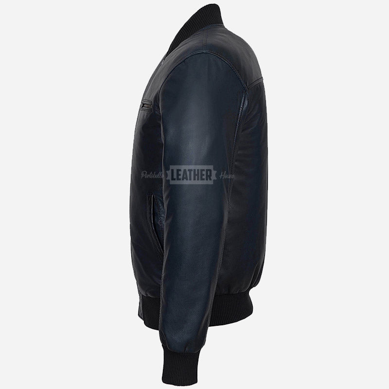 HOUSTON Men's MA-1 Leather Bomber Flight Jacket