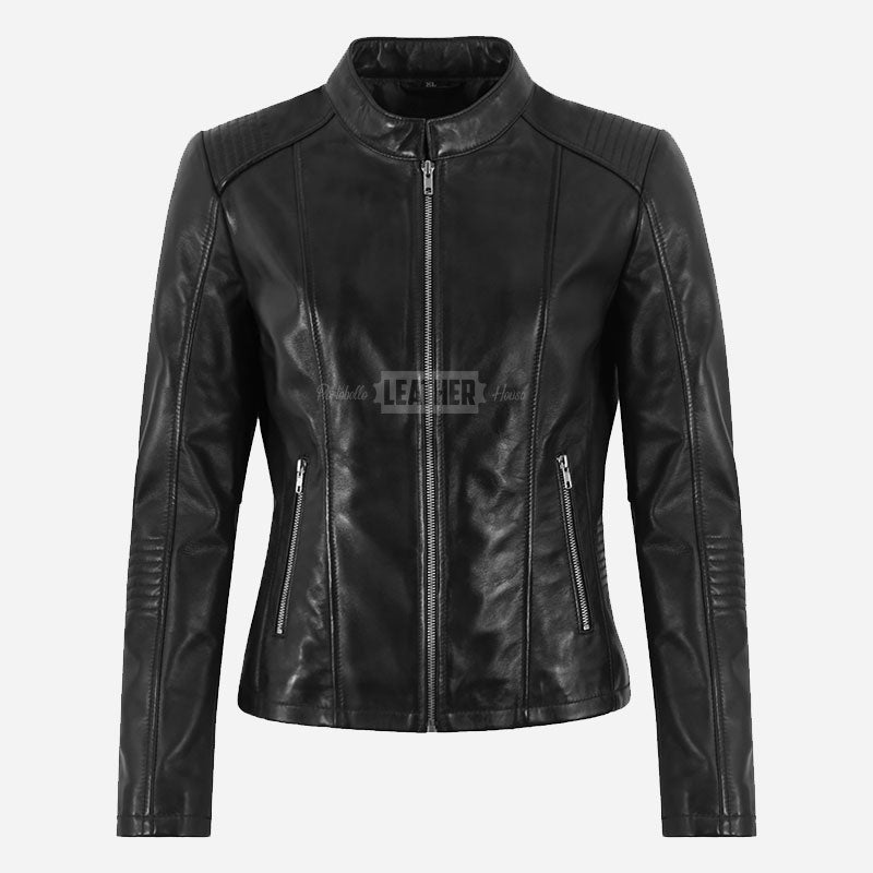 SELSYN Women's Black Leather Jacket