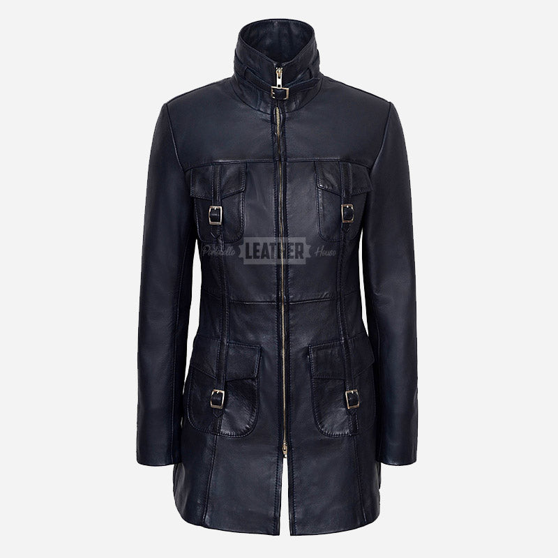 CHANTEL Women's Long Leather Jacket