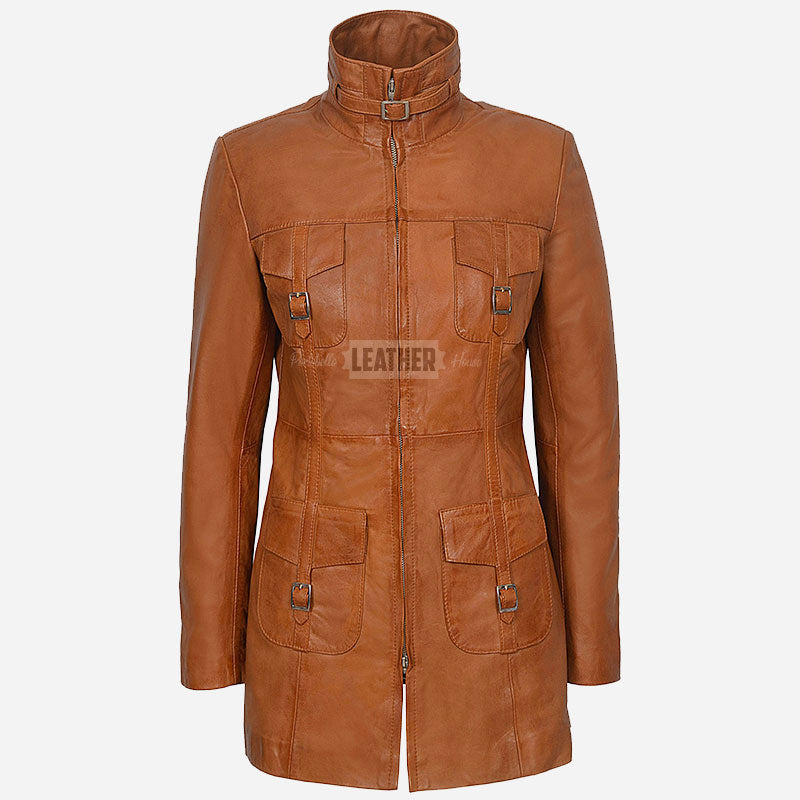 CHANTEL Women's Long Leather Jacket