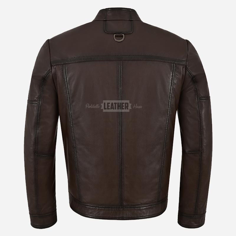 BRAVORN Men's Leather Racer Jacket