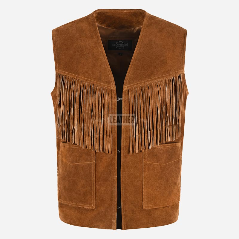 VALGRIT Suede Fringed Waistcoat