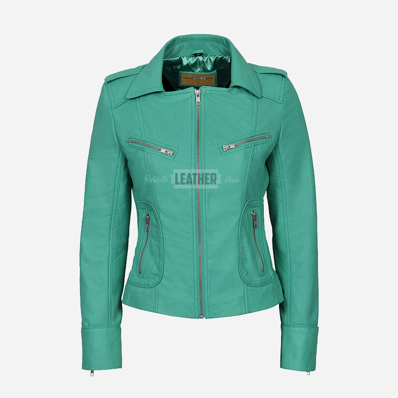 OXVA Centre Zip Leather Biker Jacket