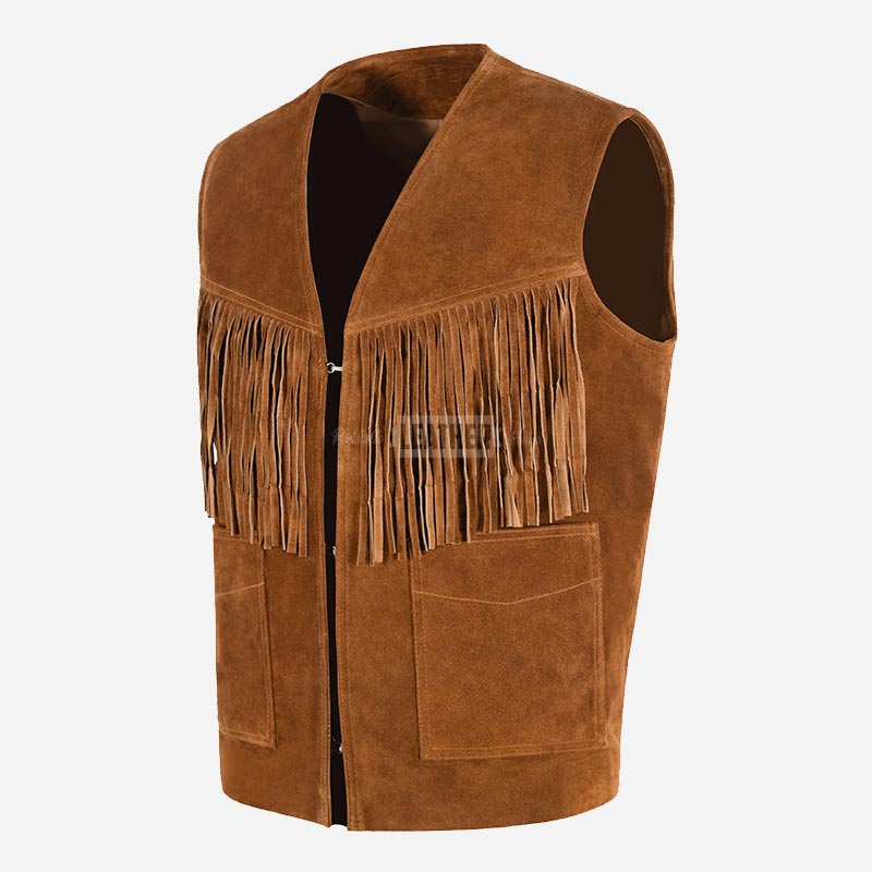 VALGRIT Suede Fringed Waistcoat