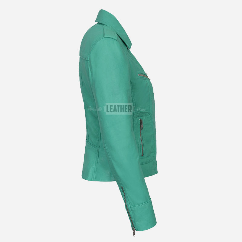 OXVA Centre Zip Leather Biker Jacket