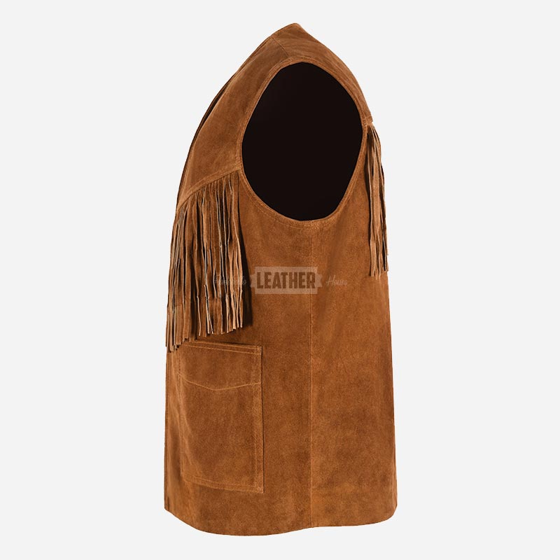 VALGRIT Suede Fringed Waistcoat