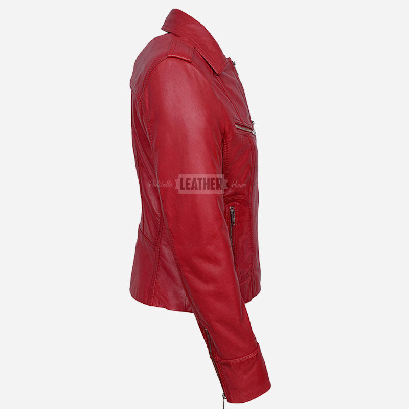 OXVA Centre Zip Leather Biker Jacket
