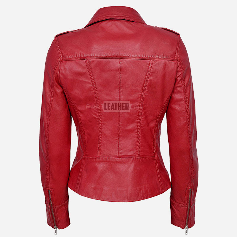 OXVA Centre Zip Leather Biker Jacket