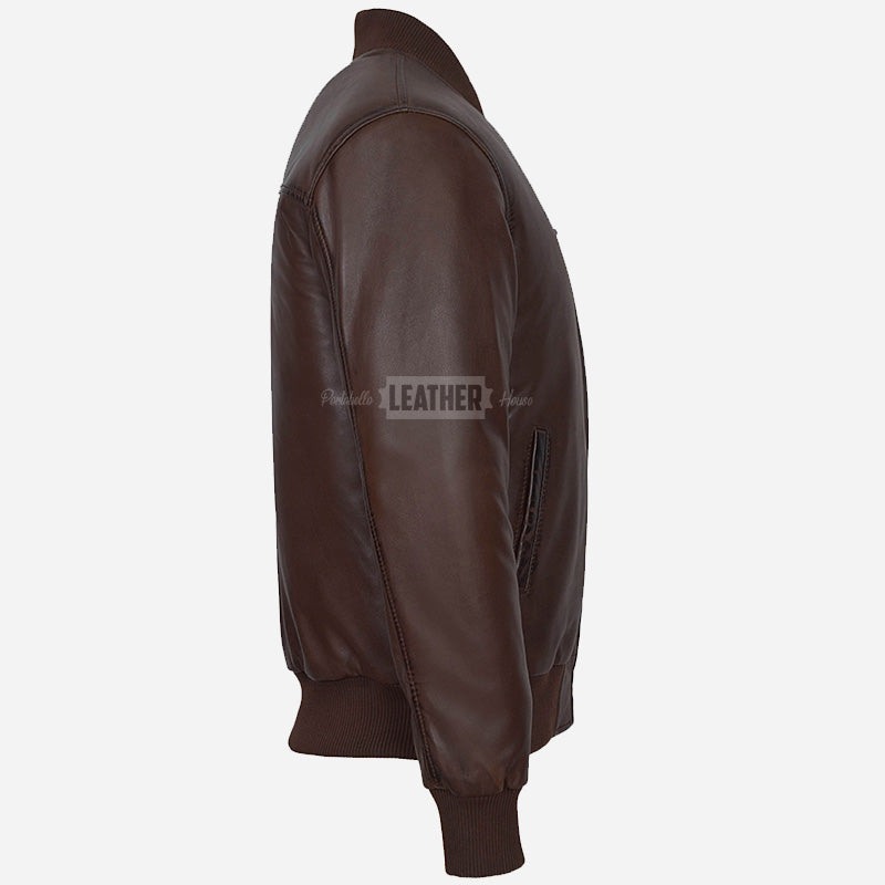 HOUSTON Men's MA-1 Leather Bomber Flight Jacket