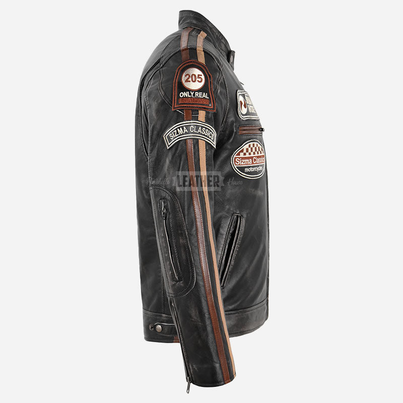 ASTRYX SIZMA Men's Leather Racer Jacket