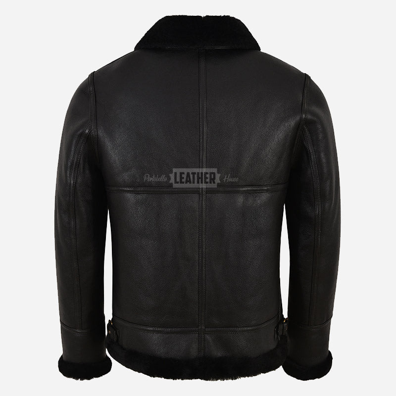 CHEDWICK Men's Sheepskin Aviator Jacket Black