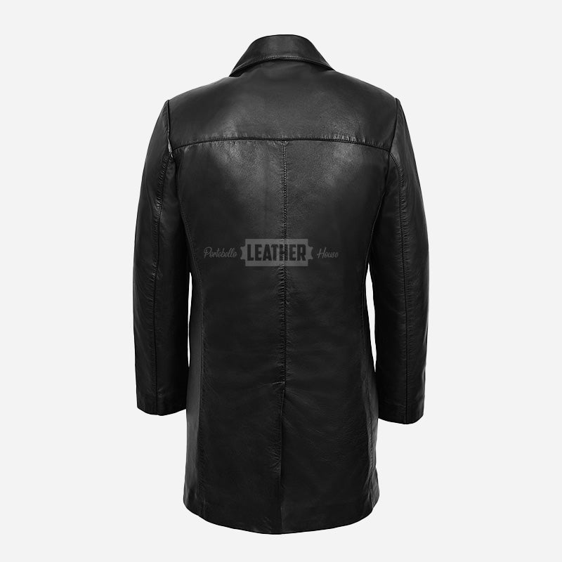 RANIER Men's 3/4 Length Leather Overcoat