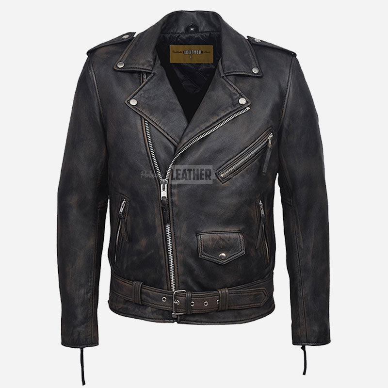 BRUZE Vintage Leather Biker Jacket