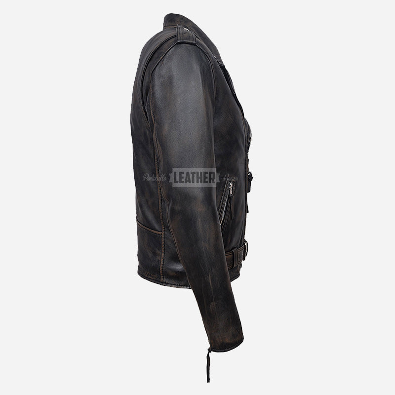 BRUZE Vintage Leather Biker Jacket