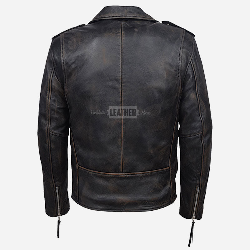 BRUZE Vintage Leather Biker Jacket
