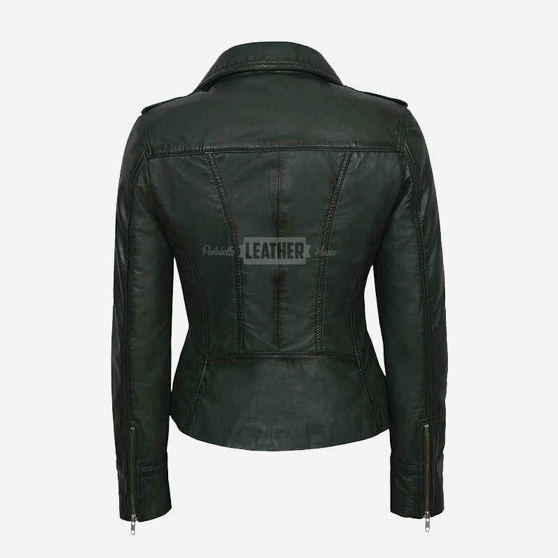 OXVA Centre Zip Leather Biker Jacket