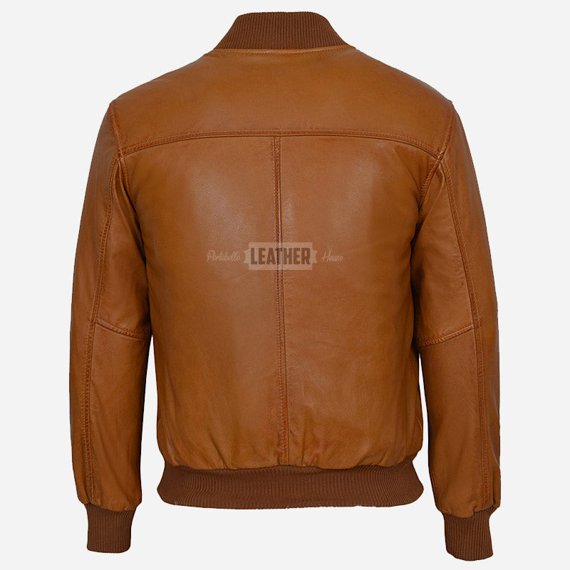 HOUSTON Men's MA-1 Leather Bomber Flight Jacket