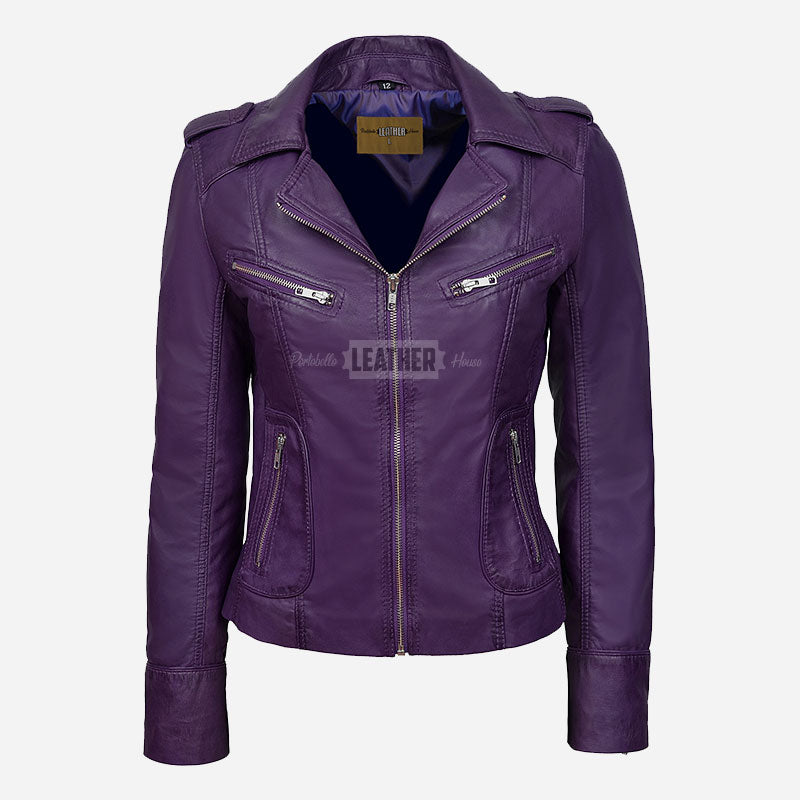 OXVA Centre Zip Leather Biker Jacket