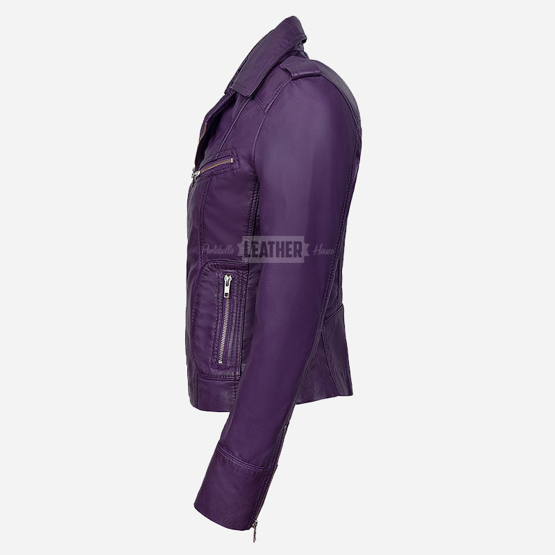 OXVA Centre Zip Leather Biker Jacket